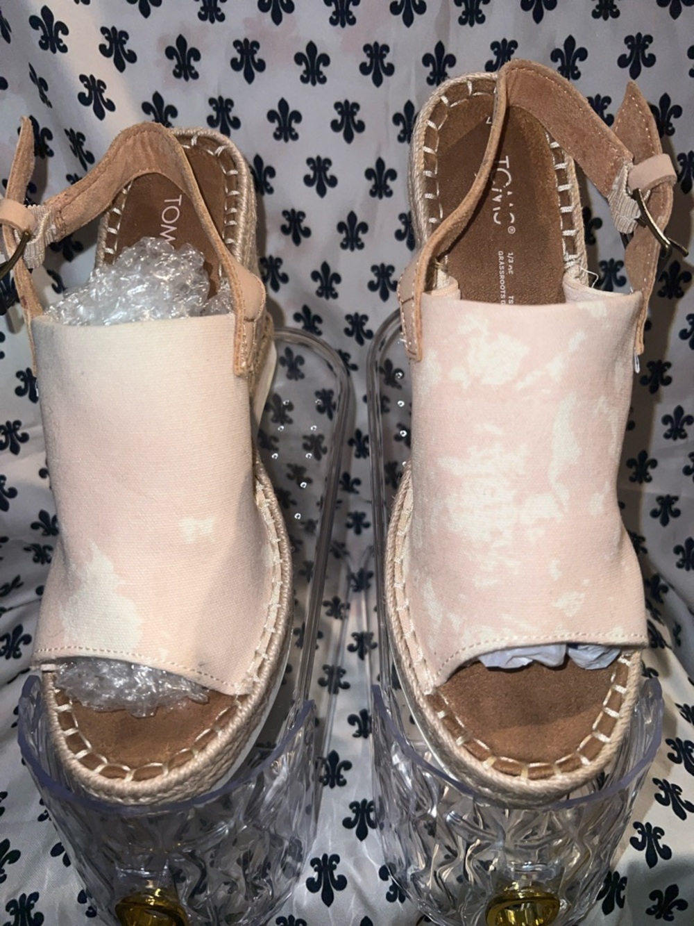 Toms Pink Tie-Dye Platform Espadrille Wedges